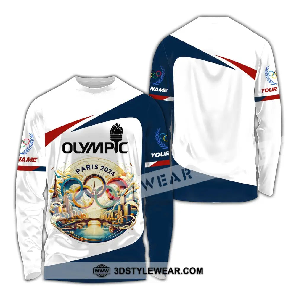 Unisex Shirt Custom Name Olympic T-Shirt Paris 2024 Hoodie Long Sleeve / S