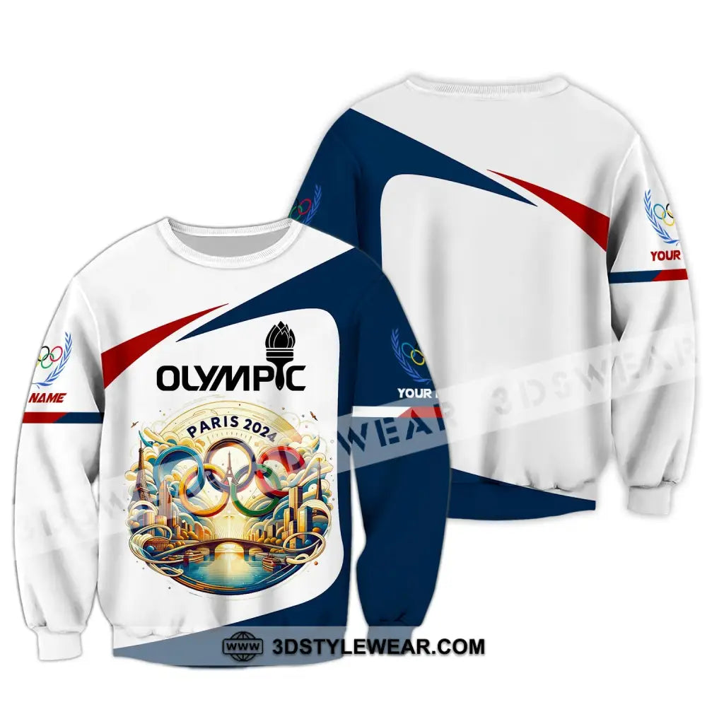 Unisex Shirt Custom Name Olympic T-Shirt Paris 2024 Hoodie Long Sleeve / S