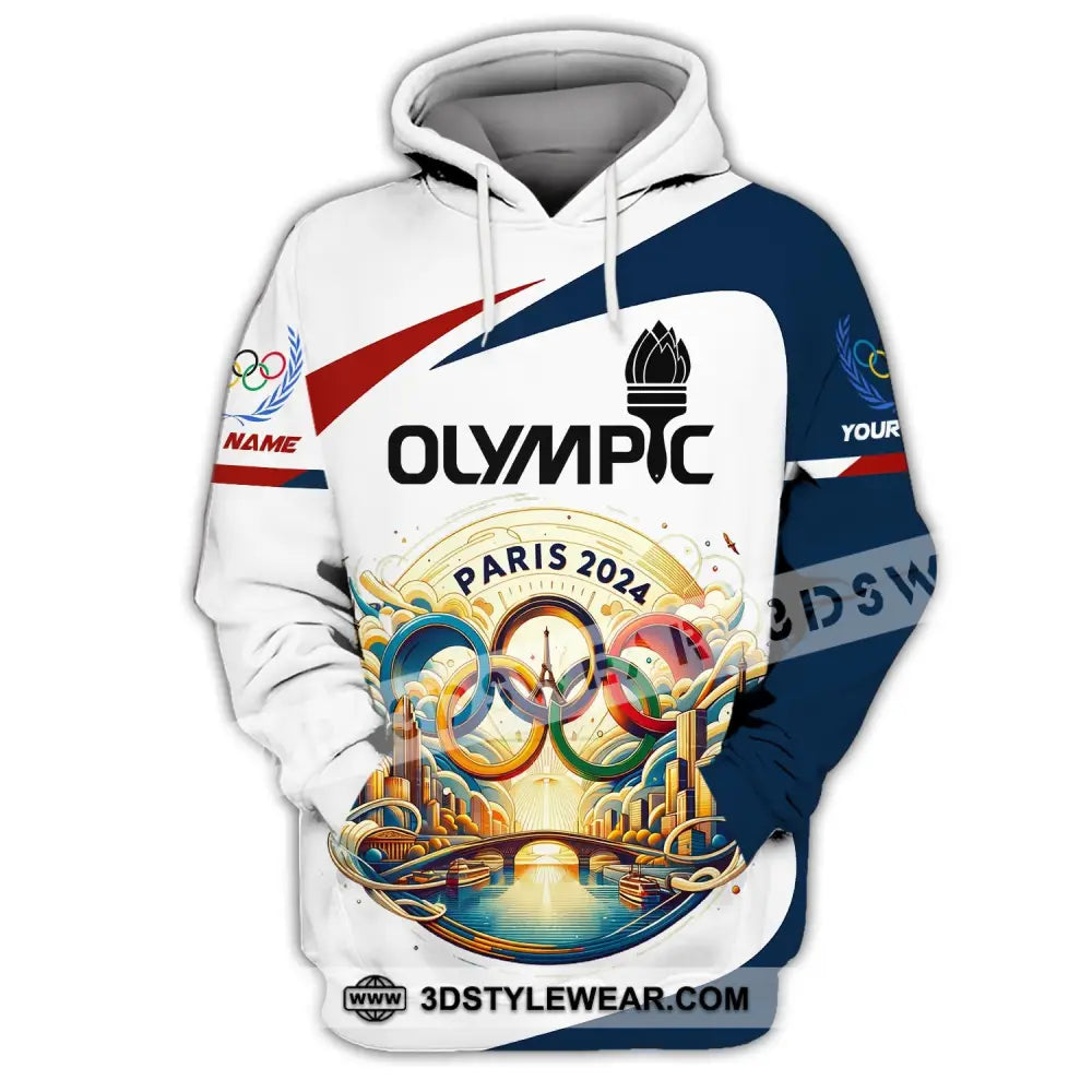 Unisex Shirt Custom Name Olympic T-Shirt Paris 2024 Hoodie Long Sleeve / S