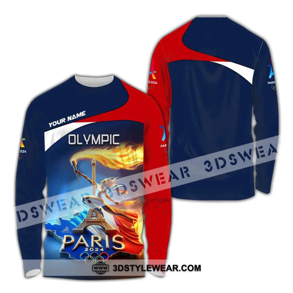 Unisex Shirt Custom Name Olympic T-Shirt Paris 2024 Hoodie Long Sleeve / S