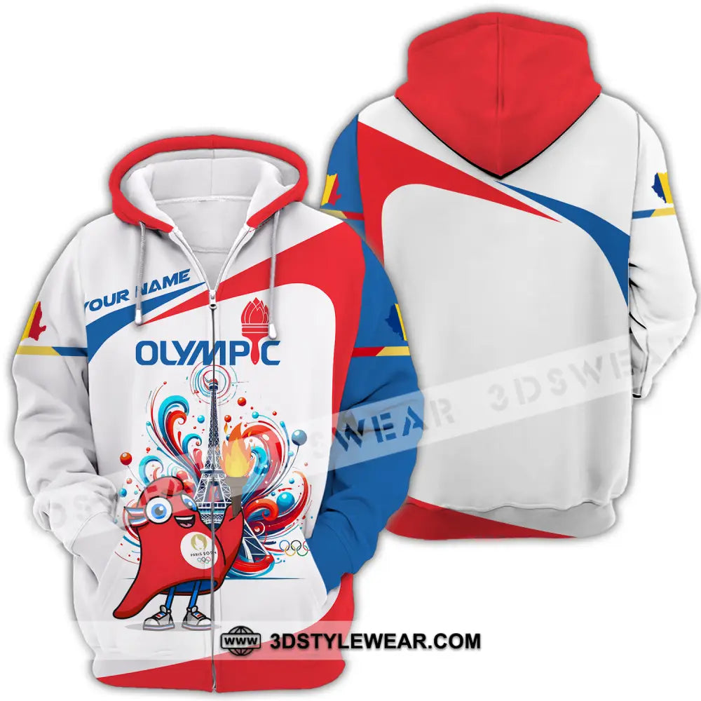 Unisex Shirt - Custom Name Paris 2024 Olympic Zipper Hoodie / S T-Shirt