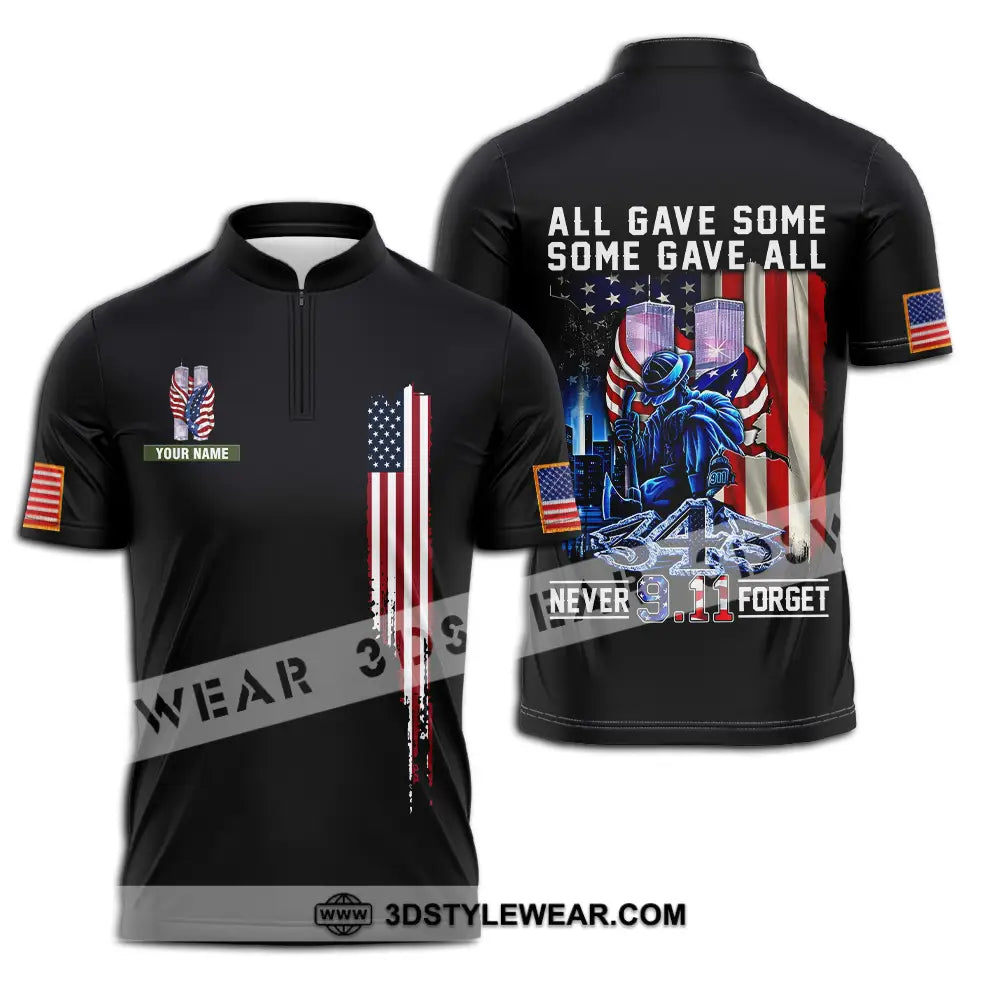 Unisex Shirt - Custom Name Patriot Day 911 All Gave Some Zipper Polo / S T-Shirt