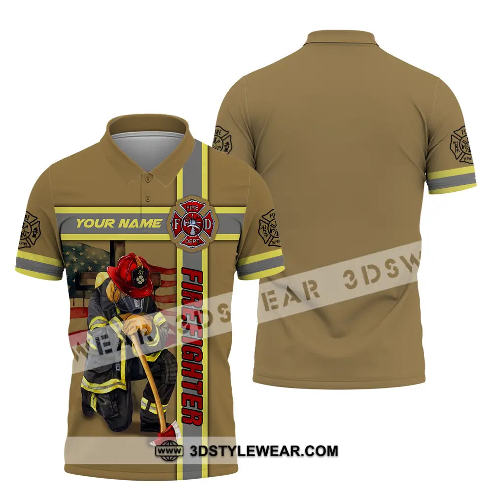 Unisex Shirt - Custom Name Patriot Day 911 Firefighter Polo / S T-Shirt