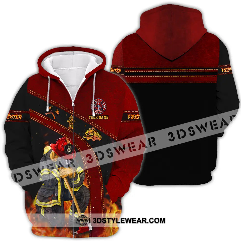 Unisex Shirt - Custom Name Patriot Day 911 Firefighter Zipper Hoodie / S T-Shirt