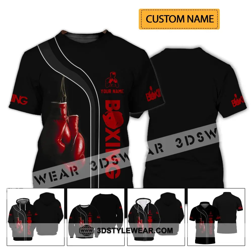 Unisex Shirt - Custom Name Red Boxing Gloves T-Shirt