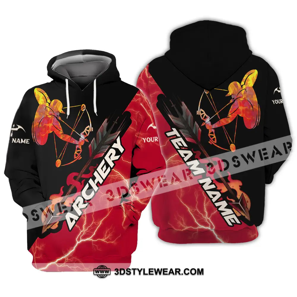 Unisex Shirt - Custom Name Red Fire Archery Hoodie / S T-Shirt