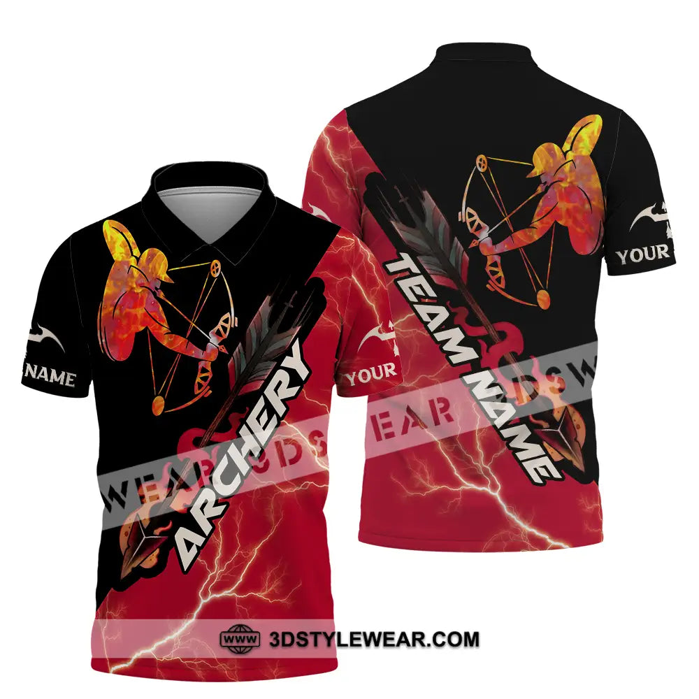 Unisex Shirt - Custom Name Red Fire Archery Polo / S T-Shirt