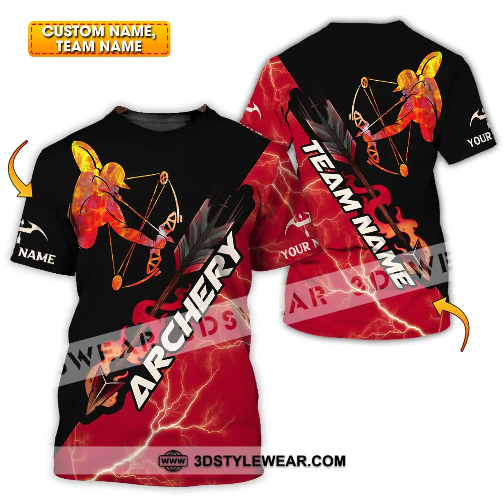 Unisex Shirt - Custom Name Red Fire Archery T-Shirt