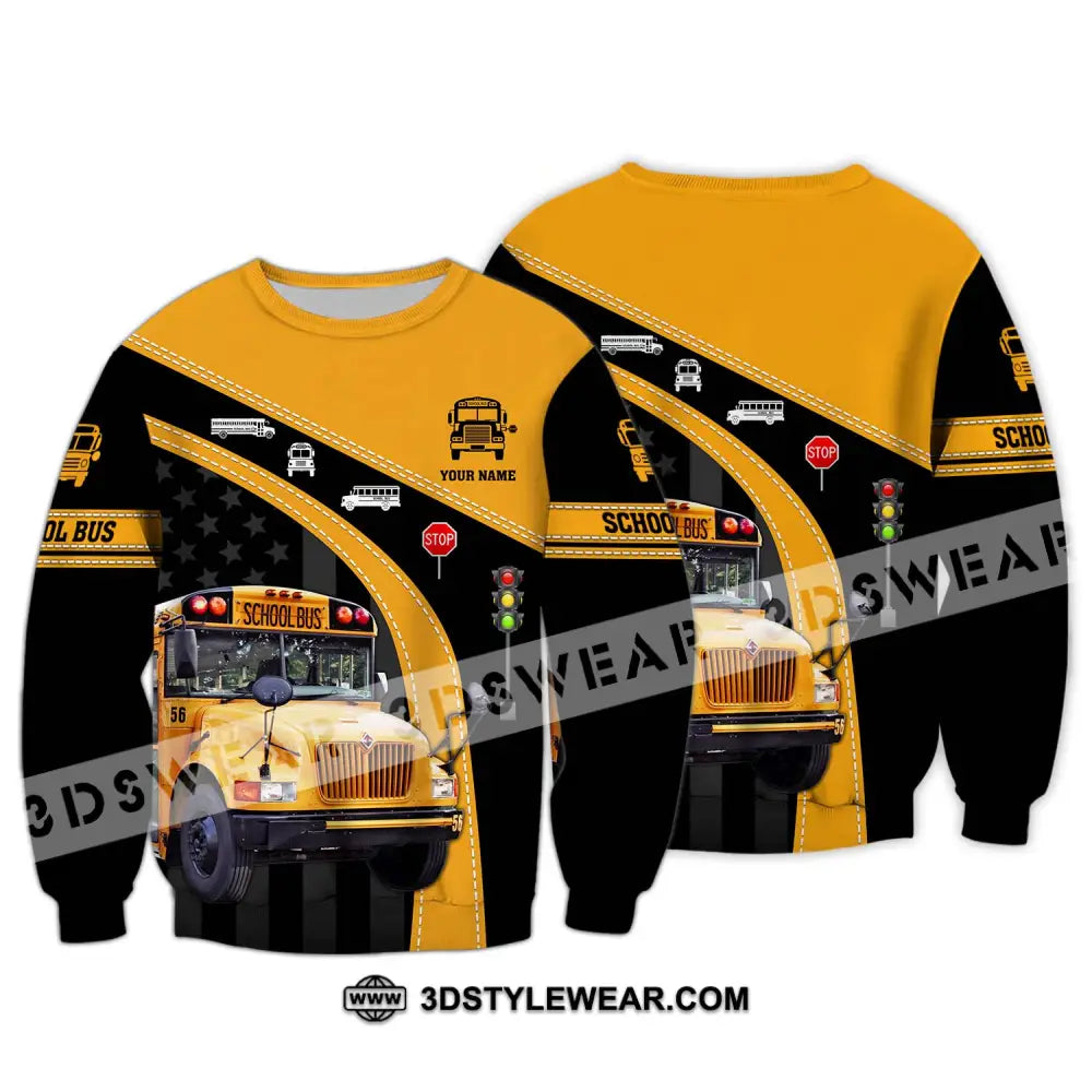 Unisex Shirt - Custom Name School Bus Long Sleeve / S T-Shirt