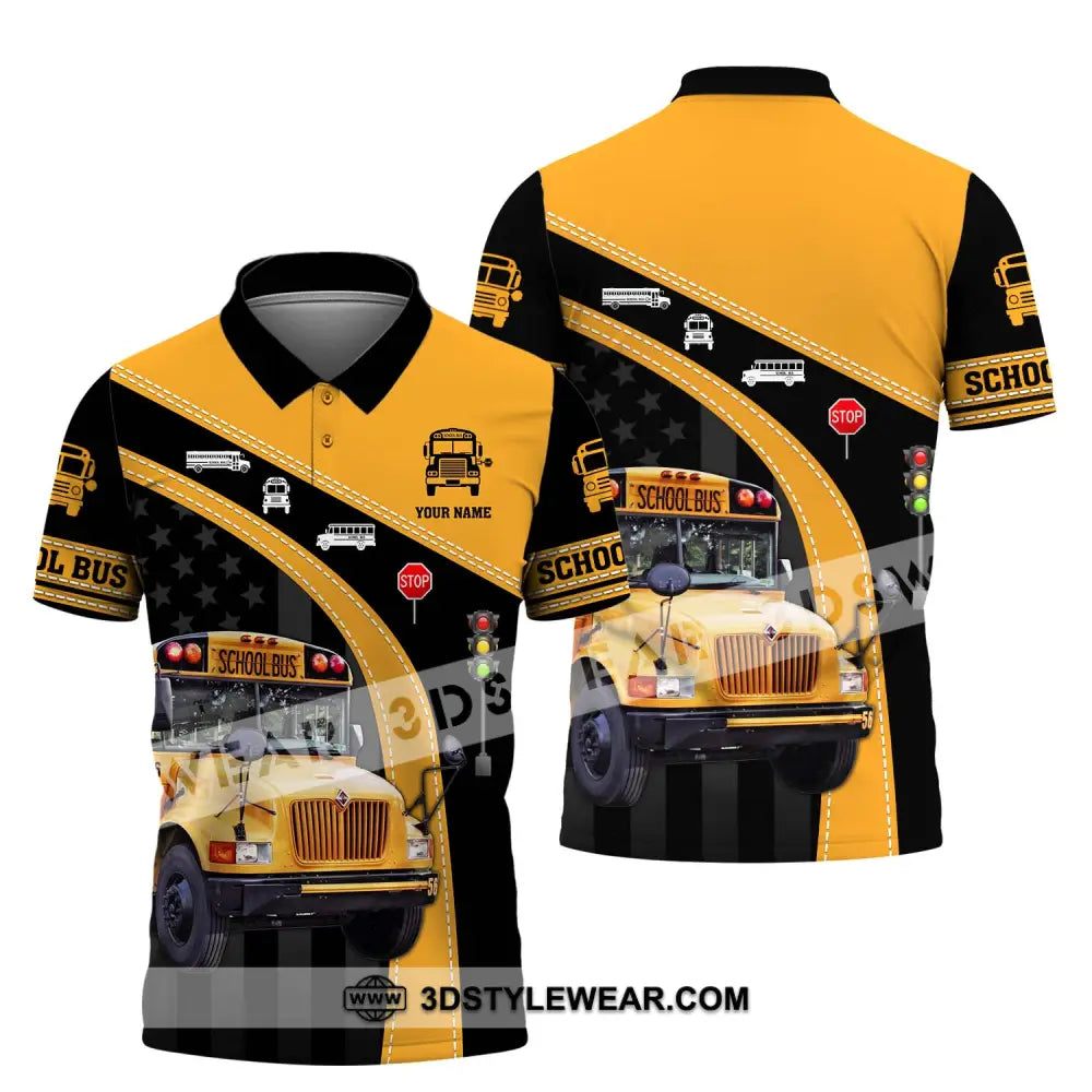 Unisex Shirt - Custom Name School Bus Polo / S T-Shirt