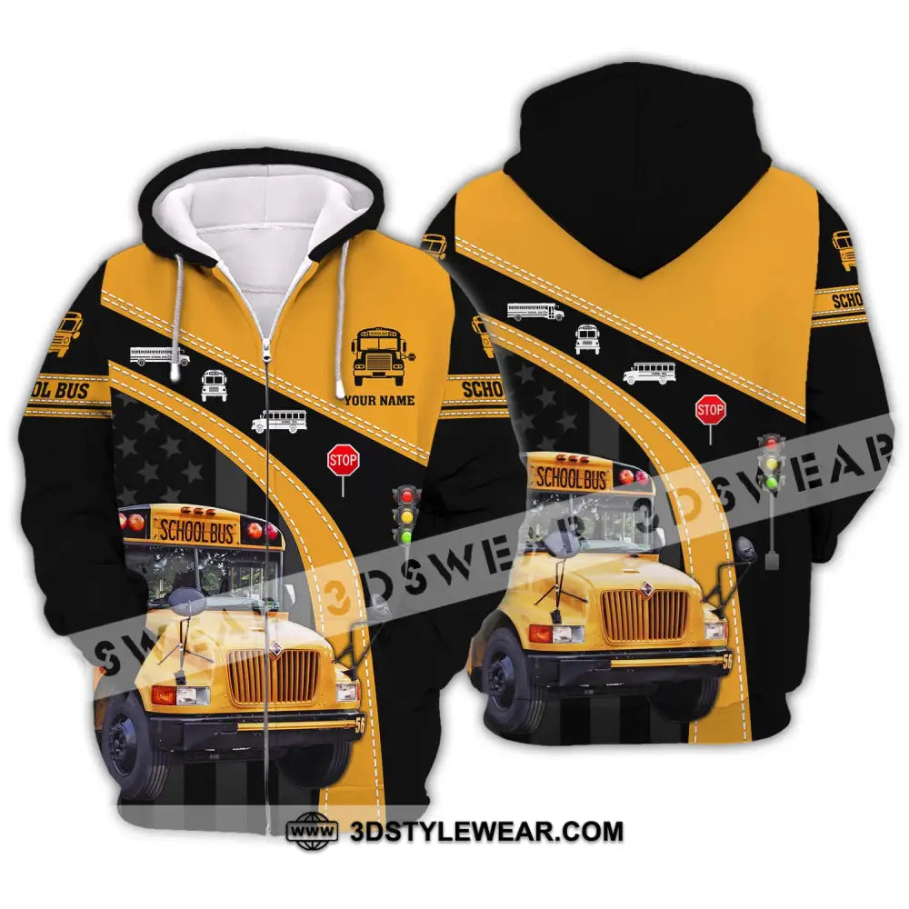 Unisex Shirt - Custom Name School Bus Zipper Hoodie / S T-Shirt