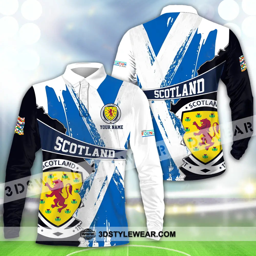 Unisex Shirt - Custom Name Scotland Est.1983 Euro 2024 Long Sleeve Polo / S T-Shirt