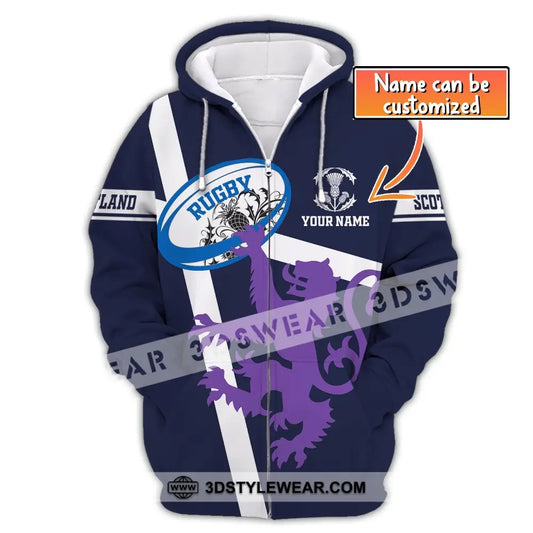 Unisex Shirt Custom Name Scotland Hoodie Rugby Lover T-Shirt