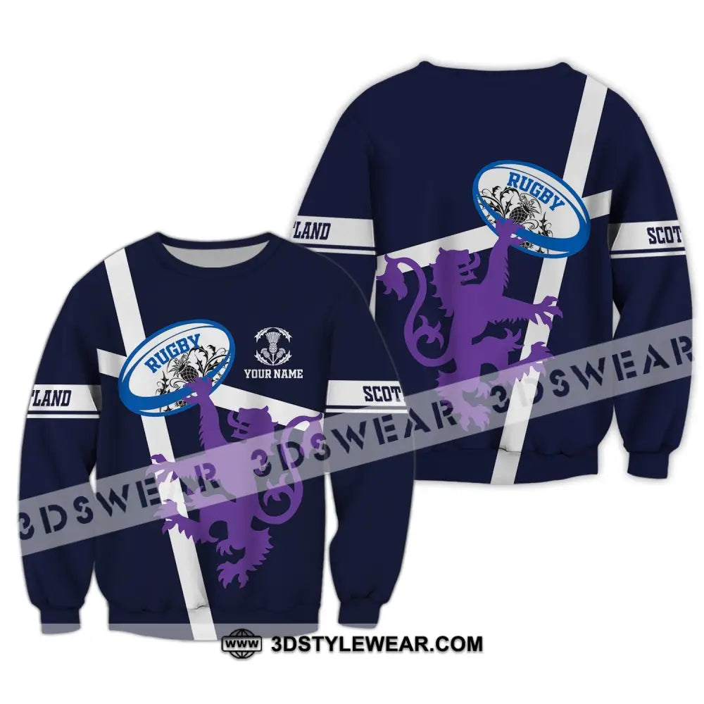 Unisex Shirt Custom Name Scotland Hoodie Rugby Lover T-Shirt Long Sleeve / S