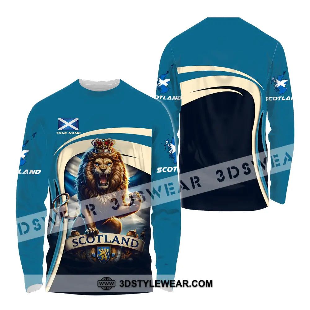 Unisex Shirt - Custom Name Scotland Lion Long Sleeve / S T-Shirt