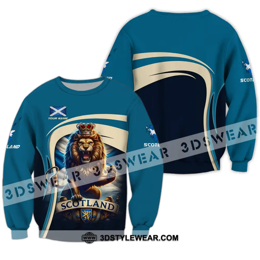 Unisex Shirt - Custom Name Scotland Lion Long Sleeve / S T-Shirt