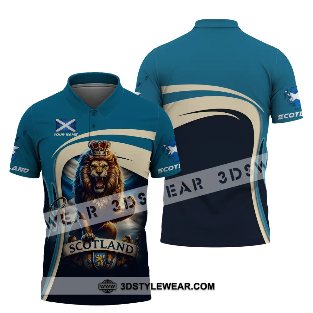 Unisex Shirt - Custom Name Scotland Lion Polo / S T-Shirt