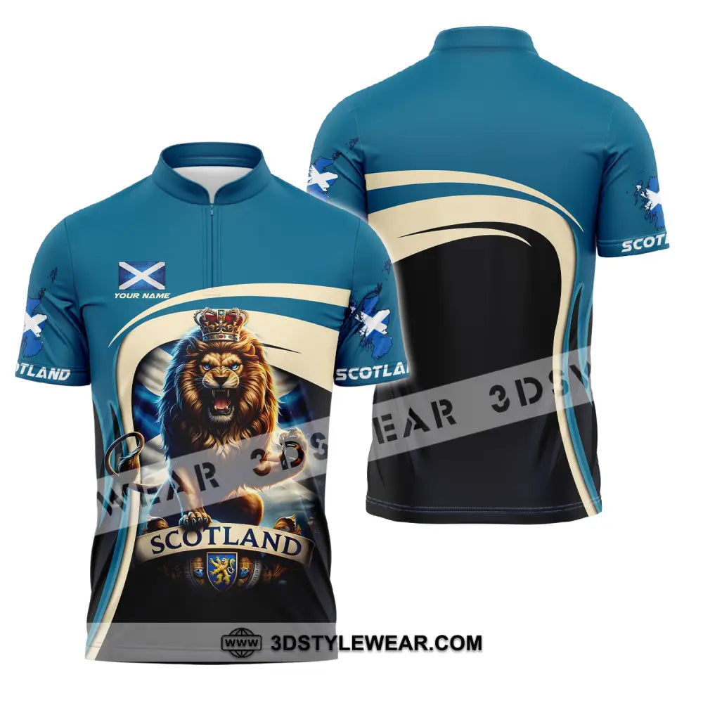 Unisex Shirt - Custom Name Scotland Lion Zipper Polo / S T-Shirt