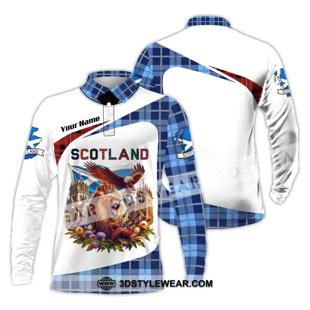 Unisex Shirt Custom Name Scotland Love Polo Long Sleeve Gift / S T-Shirt