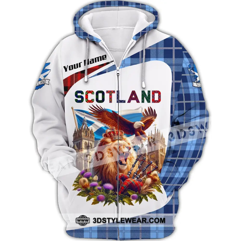 Unisex Shirt Custom Name Scotland Love Polo Long Sleeve Gift Zipper Hoodie / S T-Shirt