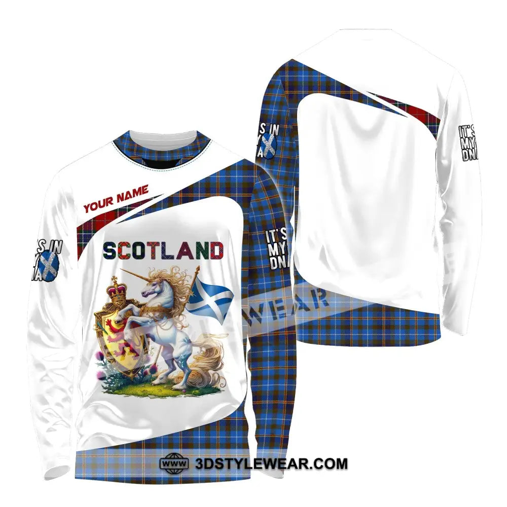 Unisex Shirt Custom Name Scotland Polo Long Sleeve Lover T-Shirt / S