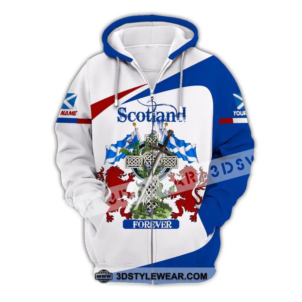 Unisex Shirt Custom Name Scotland Scottish Hoodie T-Shirt Gift For Lover Zipper / S