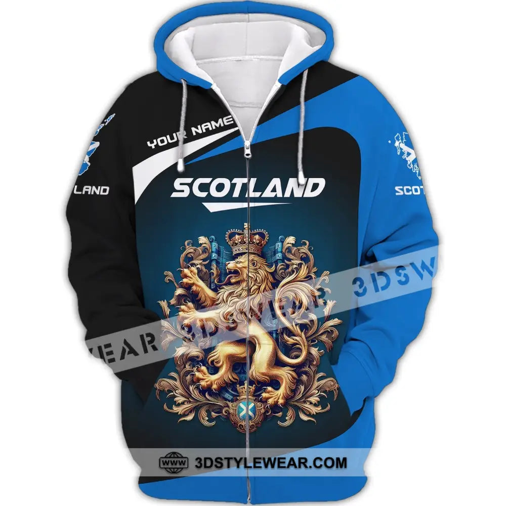 Unisex Shirt Custom Name Scotland Scottish T-Shirt Lover Zipper Hoodie / S