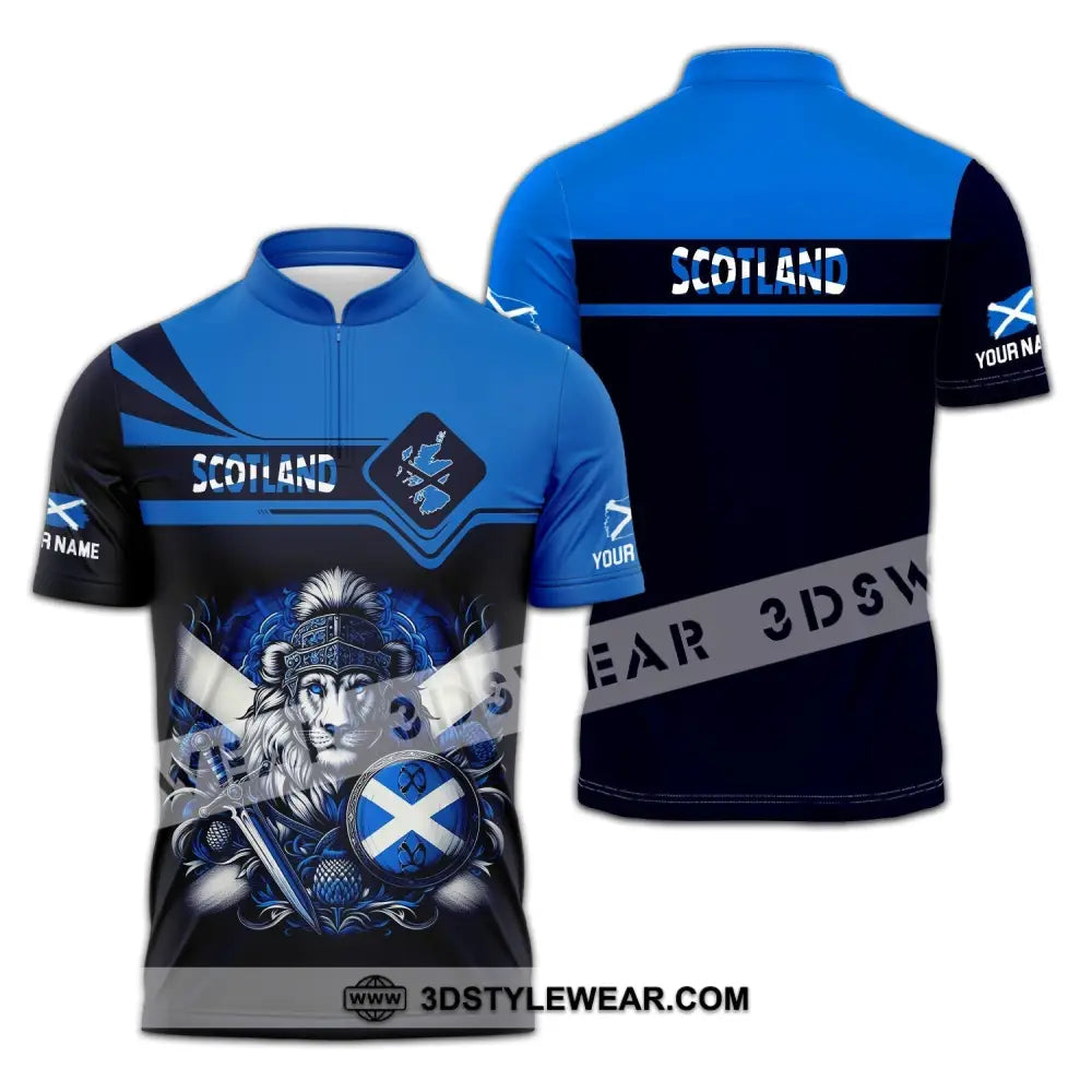 Unisex Shirt - Custom Name Scotland Sport Zipper Polo / S T-Shirt