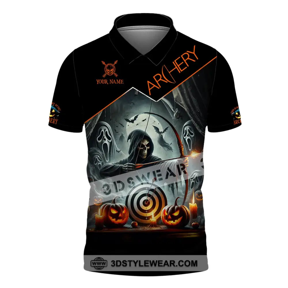 Unisex Shirt - Custom Name Skull Archery Target Polo / S T-Shirt