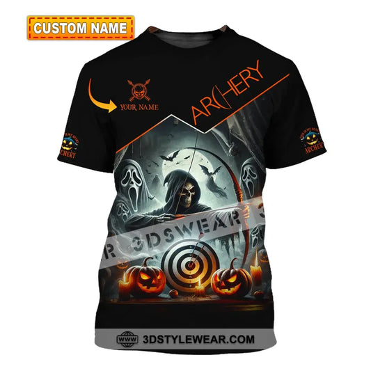 Unisex Shirt - Custom Name Skull Archery Target T-Shirt