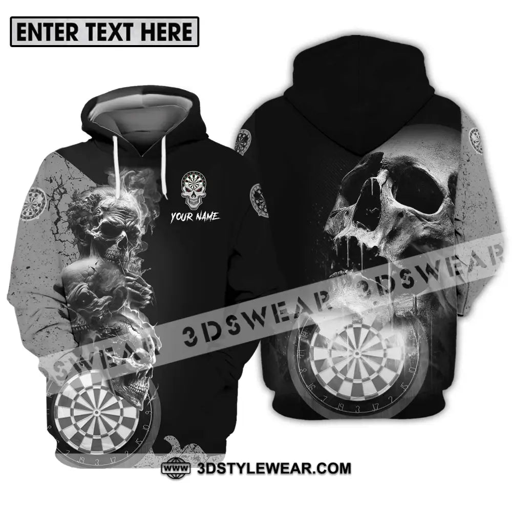 Unisex Shirt - Custom Name Smoking Skull Darts Hoodie / S T-Shirt