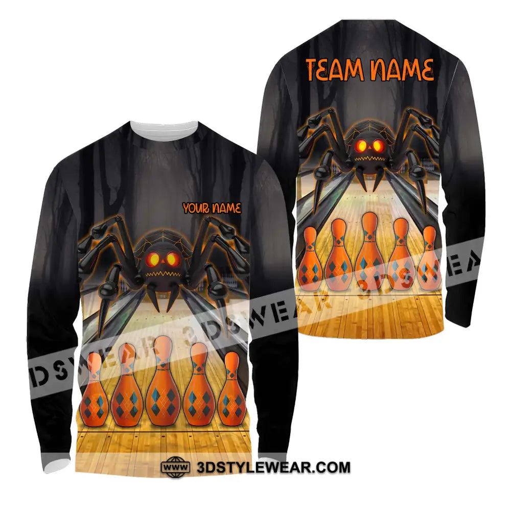 Unisex Shirt - Custom Name Spider Bowling Long Sleeve / S T-Shirt