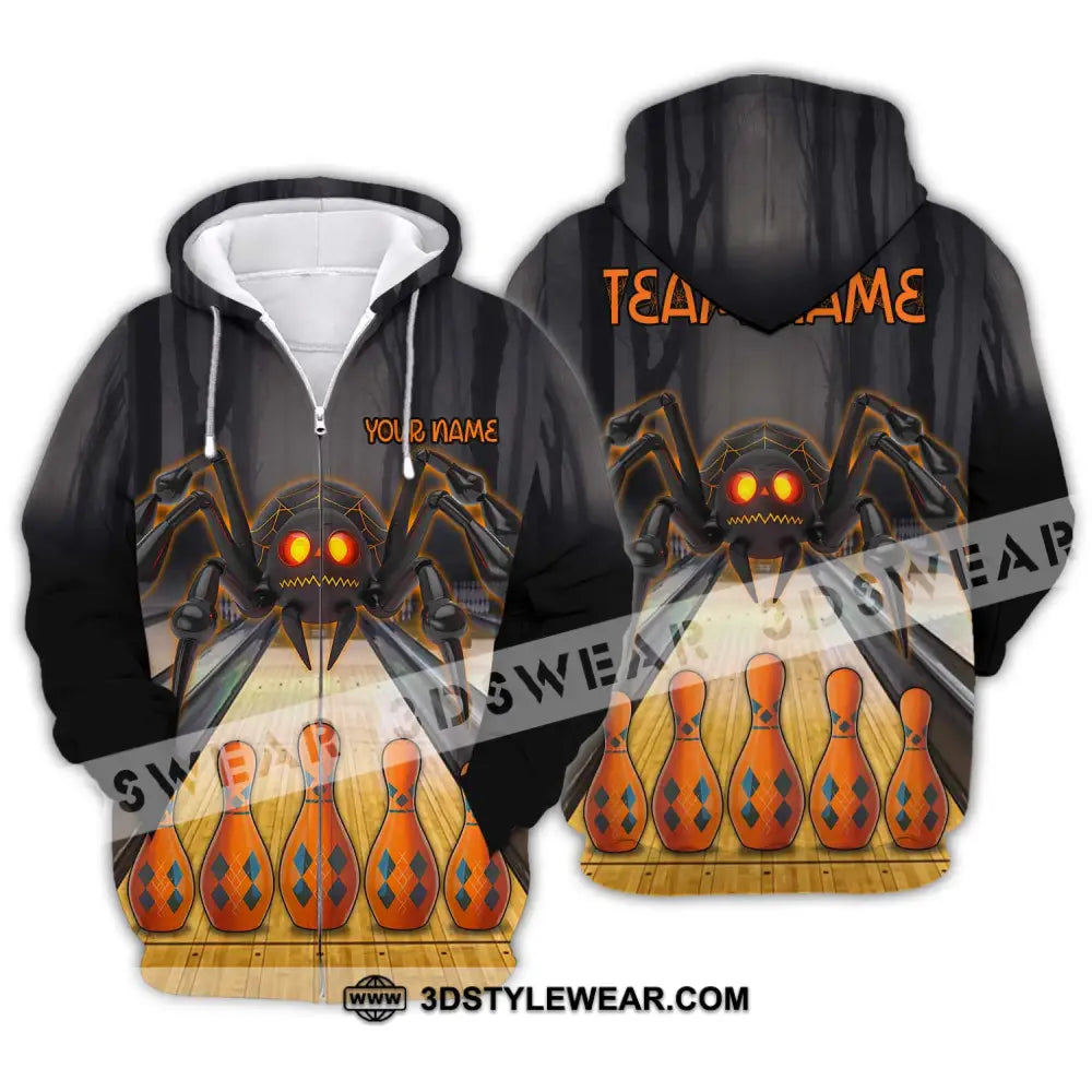 Unisex Shirt - Custom Name Spider Bowling Zipper Hoodie / S T-Shirt