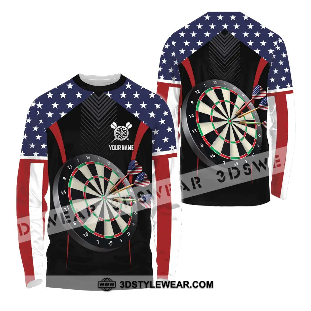 Unisex Shirt - Custom Name Sport America Darts Long Sleeve / S T-Shirt