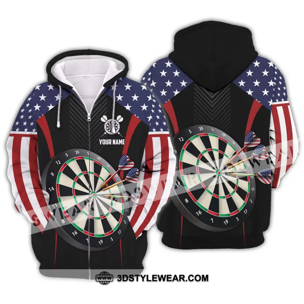 Unisex Shirt - Custom Name Sport America Darts Zipper Hoodie / S T-Shirt