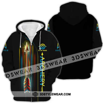 Unisex Shirt - Custom Name Sport Archery Player Zipper Hoodie / S T-Shirt