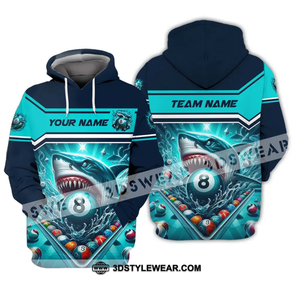 Unisex Shirt - Custom Name Sport Billiard Shark Hoodie / S T-Shirt