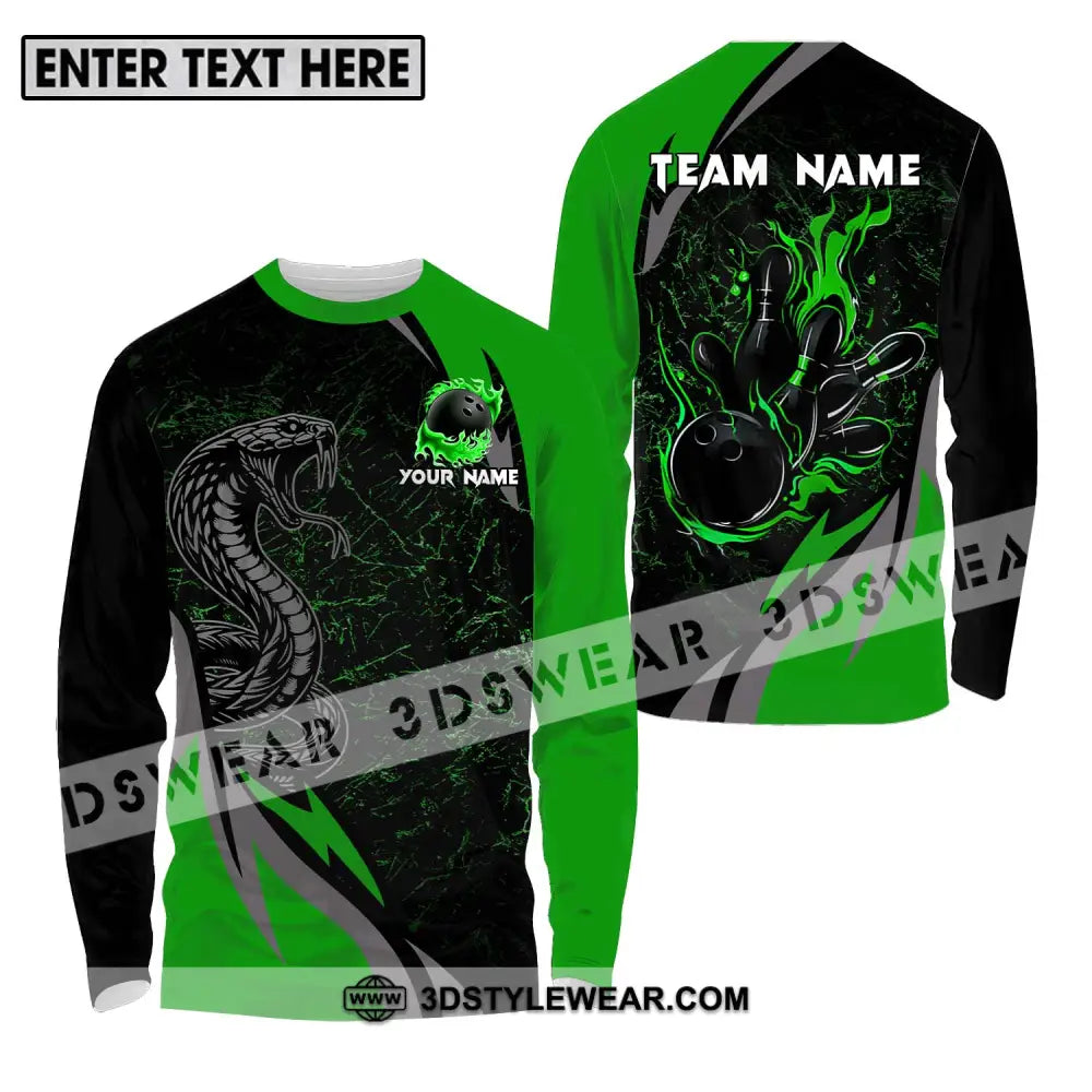 Unisex Shirt - Custom Name Sport Black Snake Bowling Long Sleeve / S T-Shirt