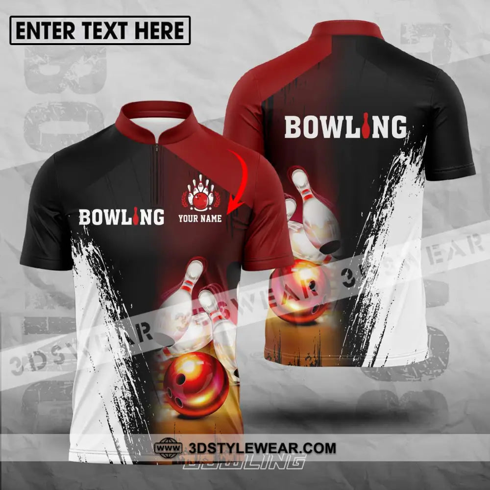 Unisex Shirt - Custom Name Sport Bowling Red Ball T-Shirt