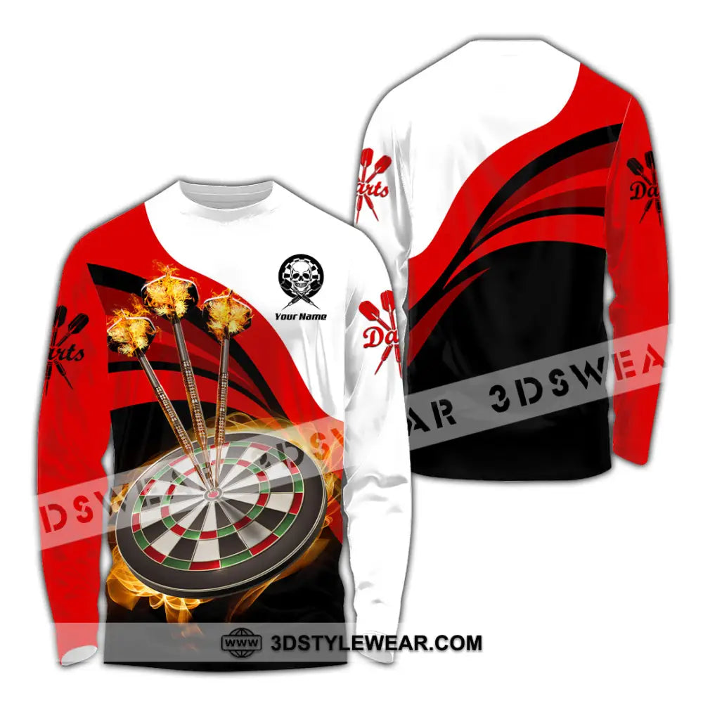 Unisex Shirt - Custom Name Sport Burning Darts Long Sleeve / S T-Shirt