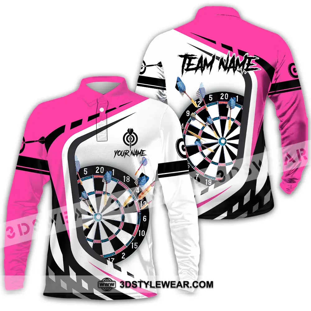 Unisex Shirt - Custom Name Sport Darts Player Long Sleeve Polo / S T-Shirt