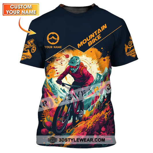 Unisex Shirt - Custom Name Sport Drawing Mountain Biker T-Shirt