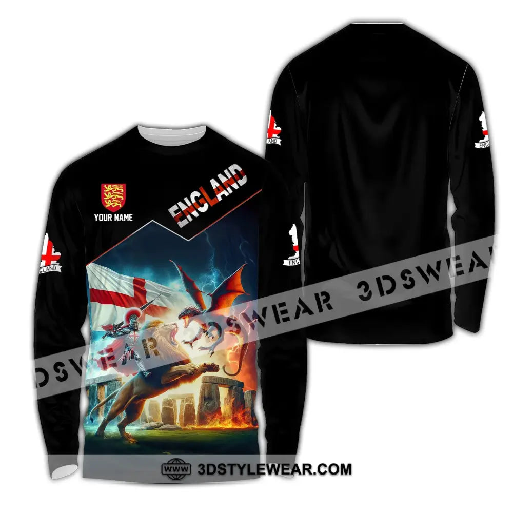 Unisex Shirt - Custom Name Sport England Hero Long Sleeve / S T-Shirt