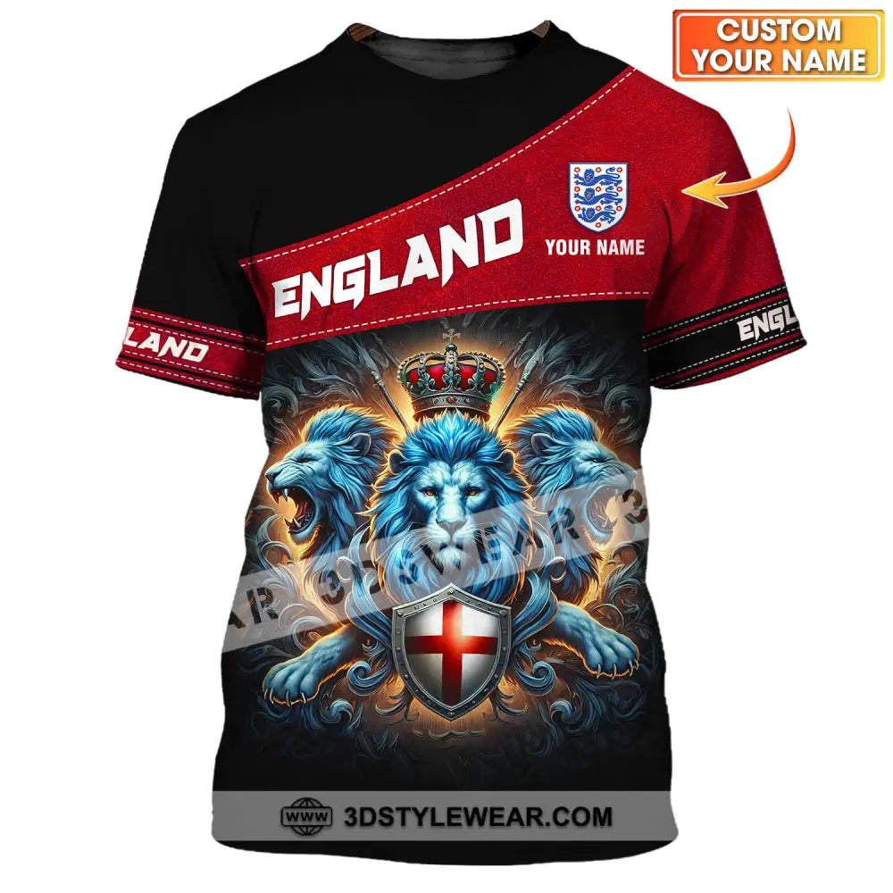 Unisex Shirt - Custom Name Sport England Three Lions T-Shirt