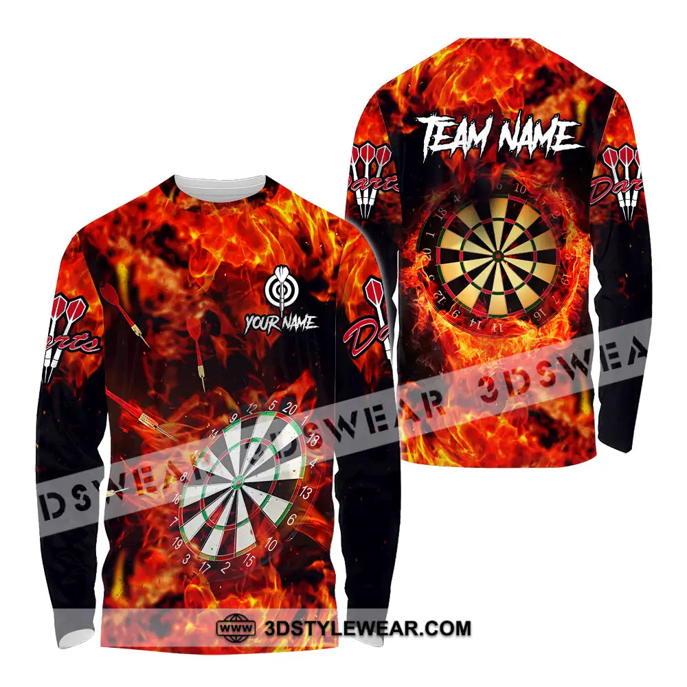 Unisex Shirt - Custom Name Sport Fire Darts Long Sleeve / S T-Shirt