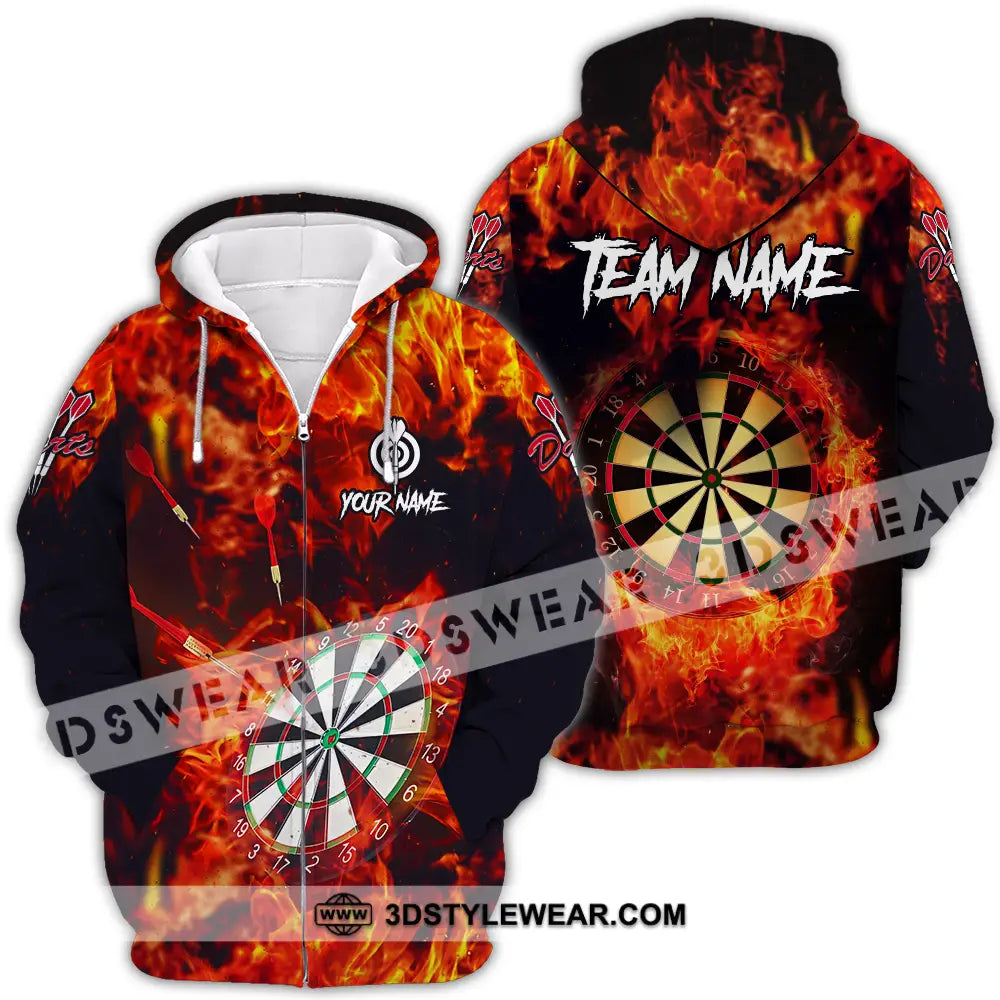 Unisex Shirt - Custom Name Sport Fire Darts Zipper Hoodie / S T-Shirt