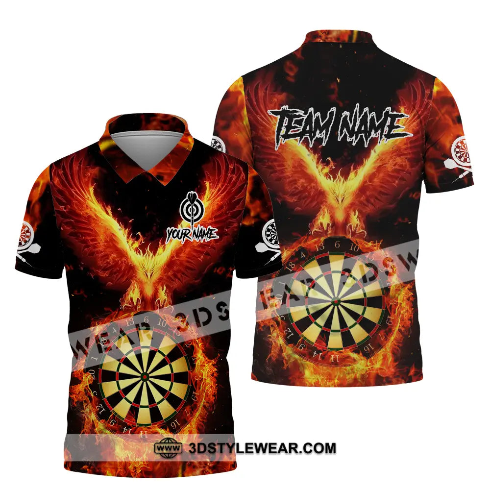 Unisex Shirt - Custom Name Sport Fire Eagle Darts Player Polo / S T-Shirt