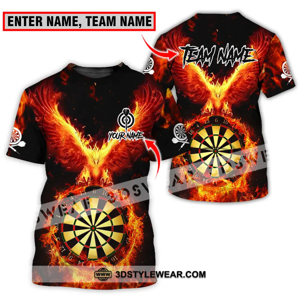 Unisex Shirt - Custom Name Sport Fire Eagle Darts Player T-Shirt