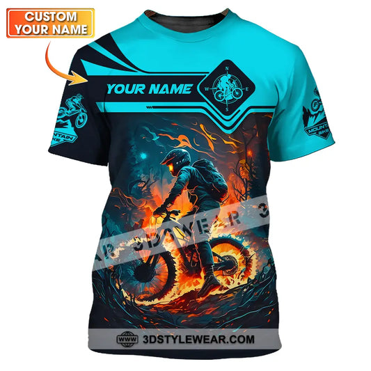 Unisex Shirt - Custom Name Sport Fire Mountain Biker T-Shirt