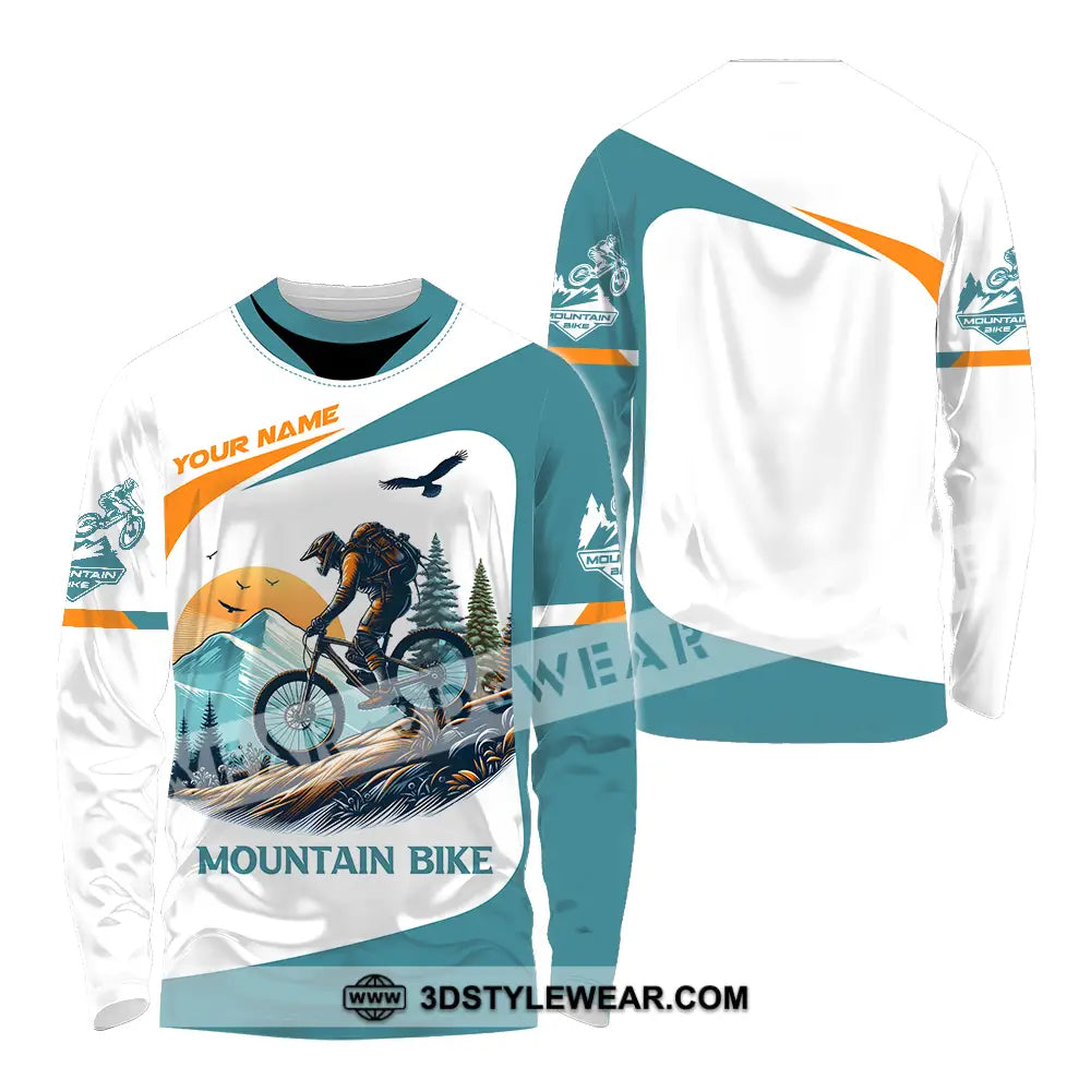 Unisex Shirt - Custom Name Sport For Mountain Bike Player Long Sleeve / S T-Shirt